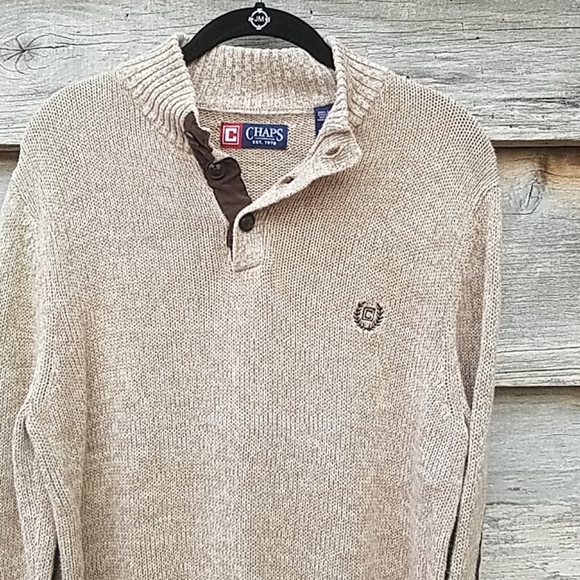 SOLD EBAYChaps Sweater Tan Men Small Elbow Patches - Picture 7 of 7